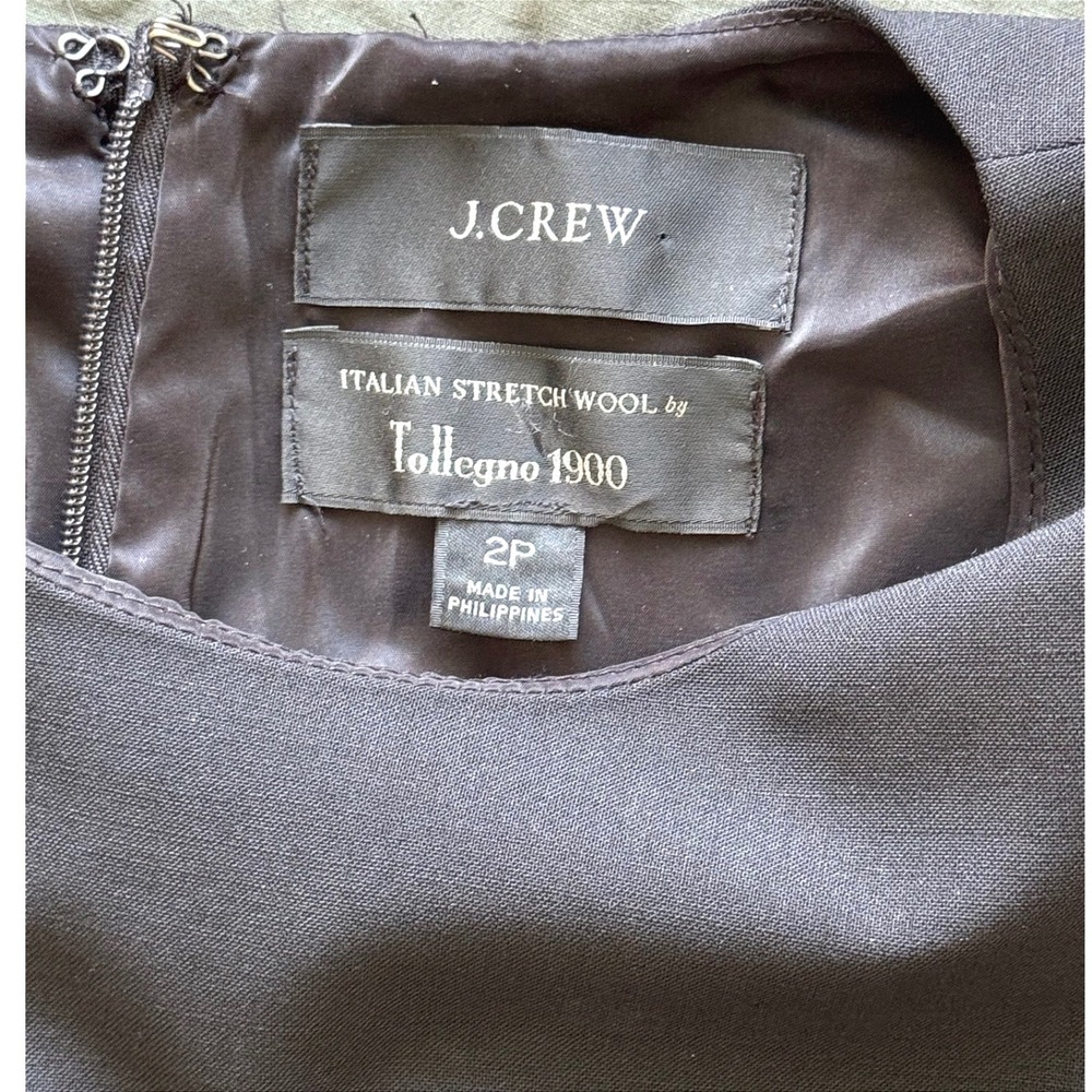 J.Crew Italian Stretch Wool Tollegno 1900 Sheath Dress Black 2P with pocets - Picture 7 of 13